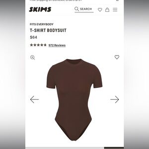 SKIMS Chocolate Short Sleeve Bodysuit